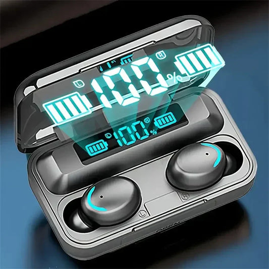 Wireless Watch Earpods With Charging Inbuilt Powerbank With Free Golden Analog Watch