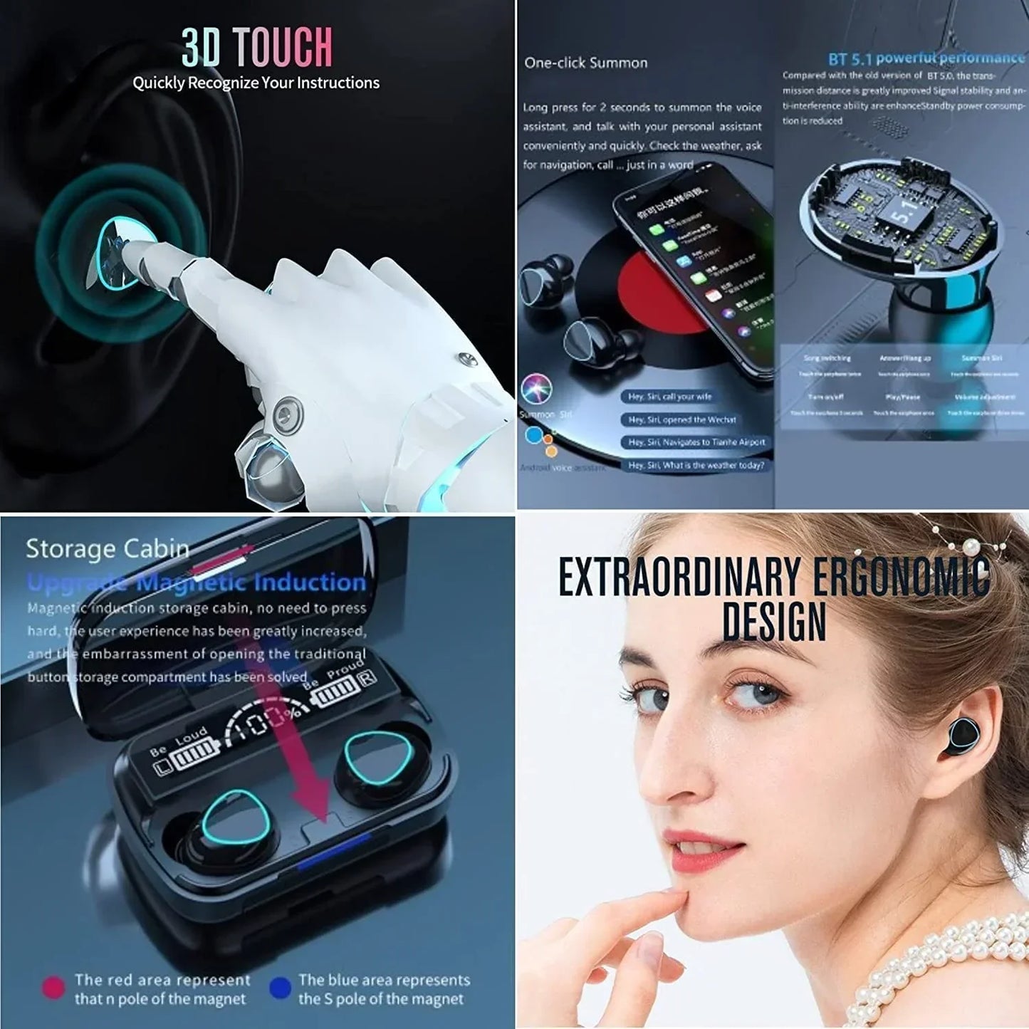 M10 Pro Wireless Earbuds with Hi-Fi Stereo Sound