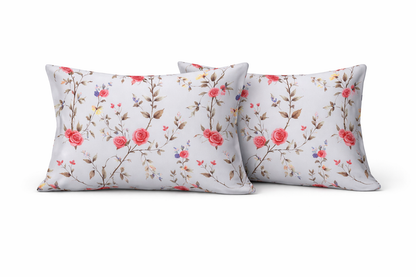 Cotton Feel Glace Cotton Elastic Fitted Printed King Size Double Bed Bedsheet with 2 Pillow Covers