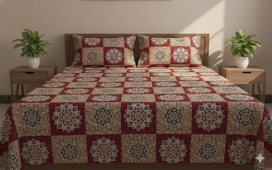 Soft Cotton Double Bedsheet Set with 2 Pillow Covers